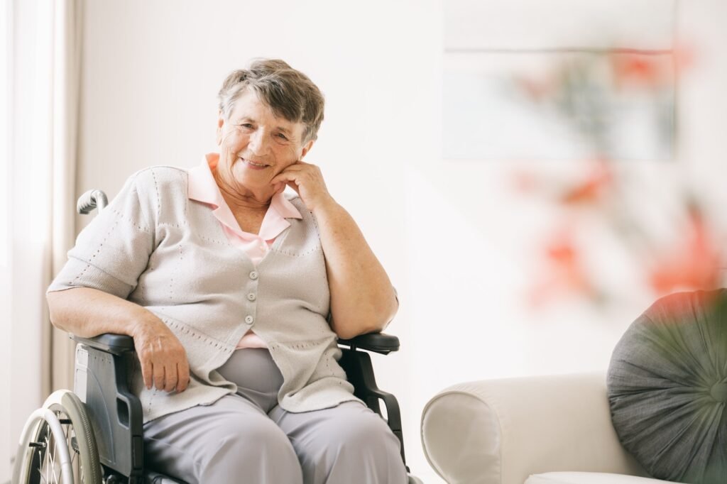 Woman on a wheelchair